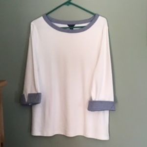 Nautica, Woman's Top, 3/4 Sleeves, White, NWOT, XL
